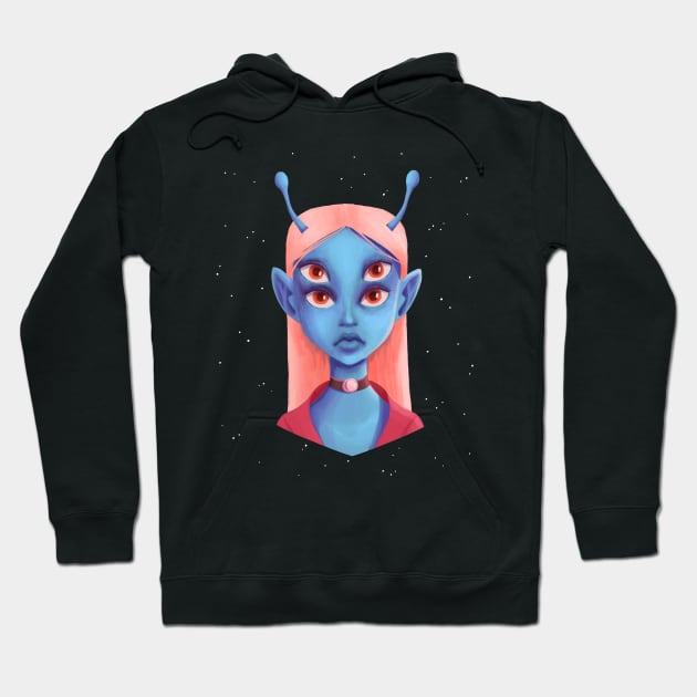 Four Eyes Alien Optical Illusion Hoodie by PaperRain